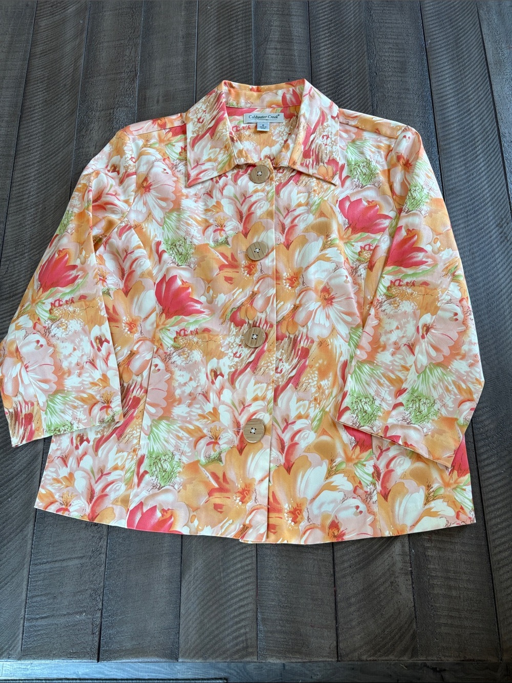 Coldwater Creek Multicolor Floral Button-Front Blouse